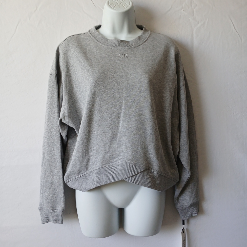 Calvin Klein Performance Gray Knit Top Sz Sp Athleisure Casual Travel Gym‎ Work